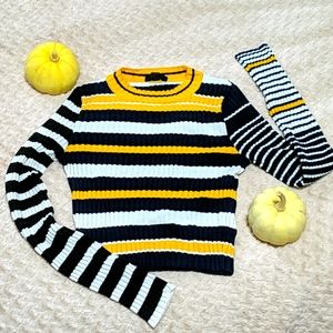 Topshop Long Sleeve Striped Croptop